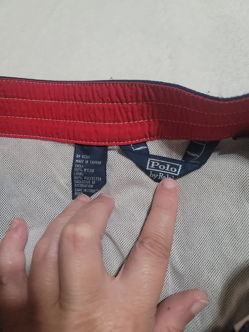 Polo by Ralph Lauren Men’s Navy‎ Swim Trunks with Red Accents XL